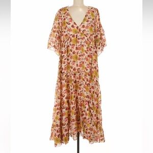 Sundress womans boho Floral Midi Dress size OS